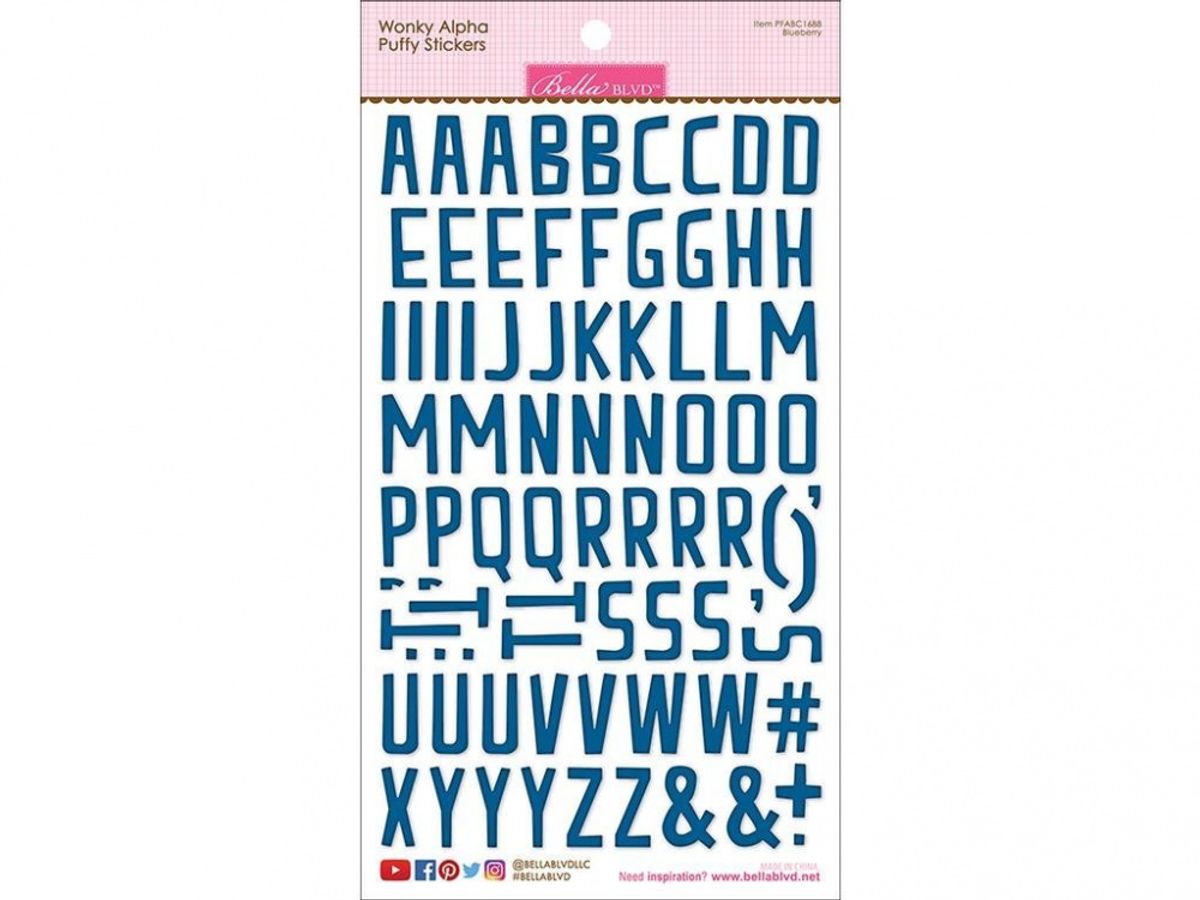 Bella BLVD Wonky Alpha Puffy Stickers Blueberry