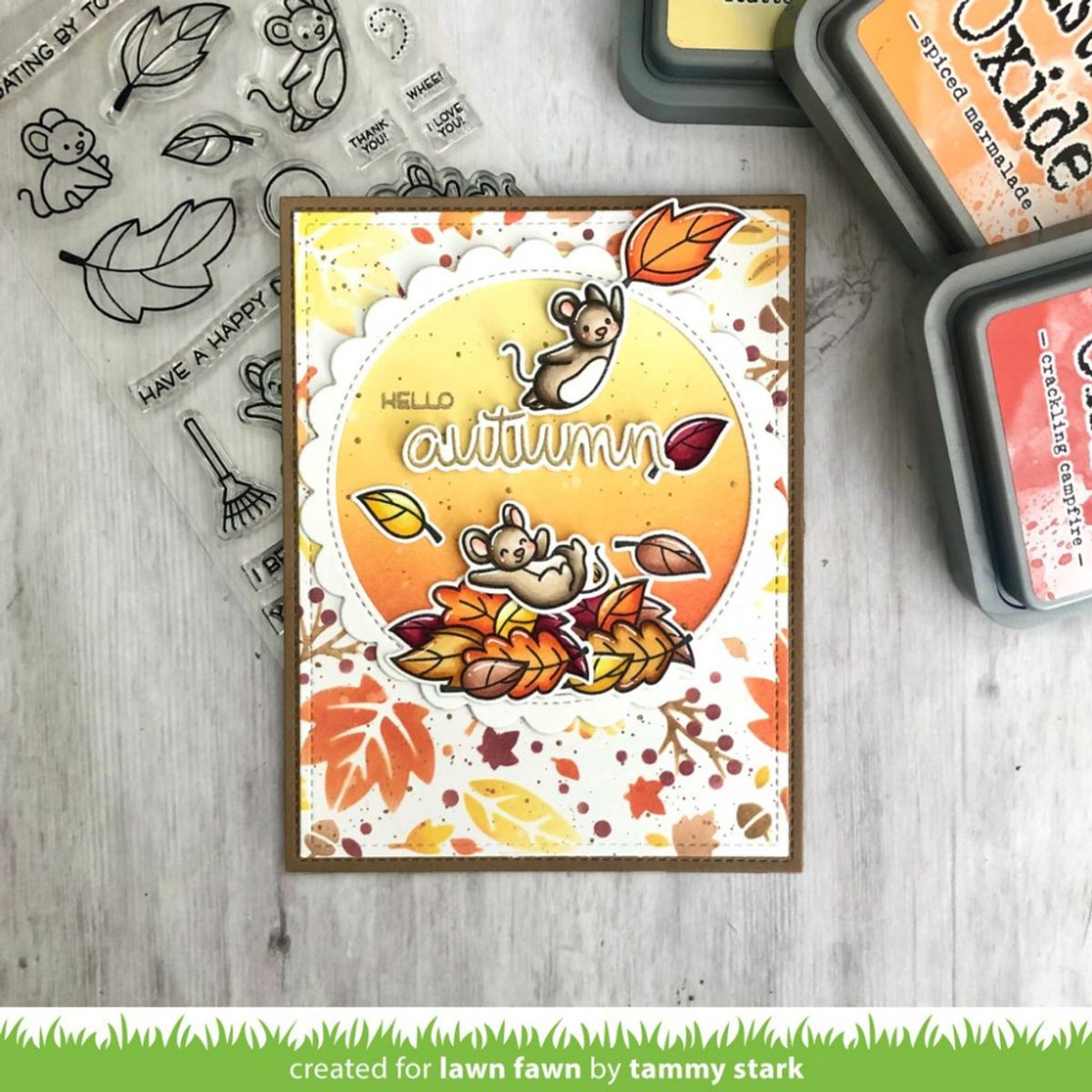 Lawn Fawn Fall Leaves Background Stencils
