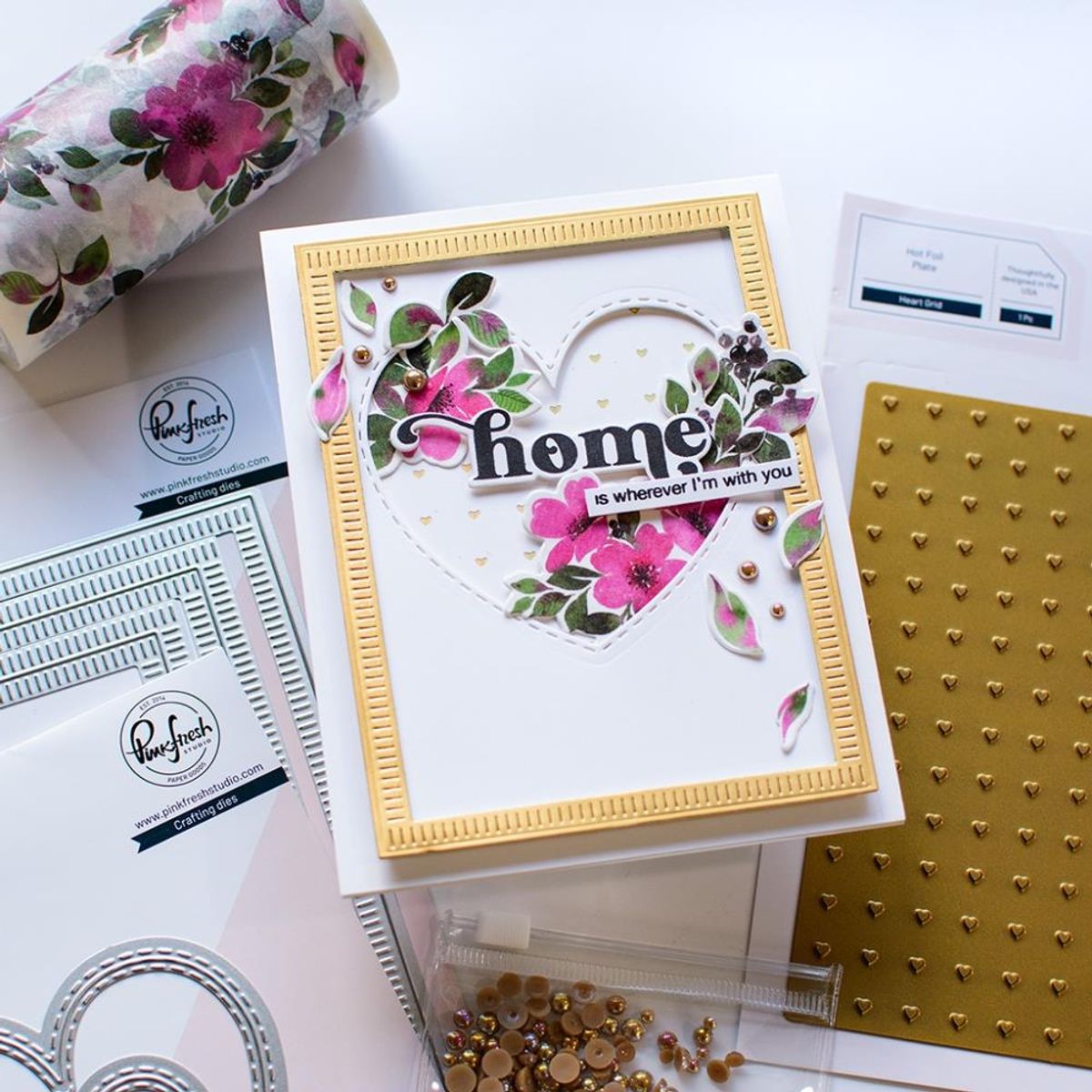 Pinkfresh Studio Heart Grid Hot Foil Plate