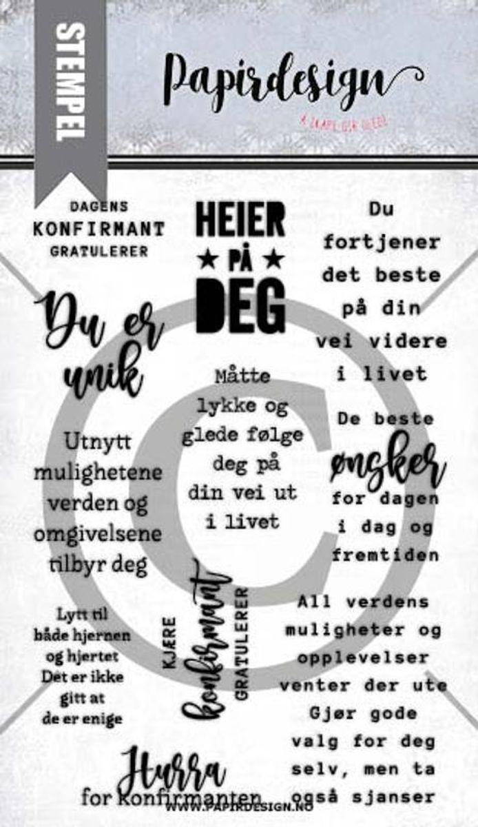 Papirdesign Hurra for konfirmanten stempel