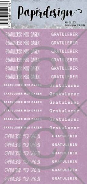 Hovedbilde Papirdesign Gratulerer 13, lilla klistremerker