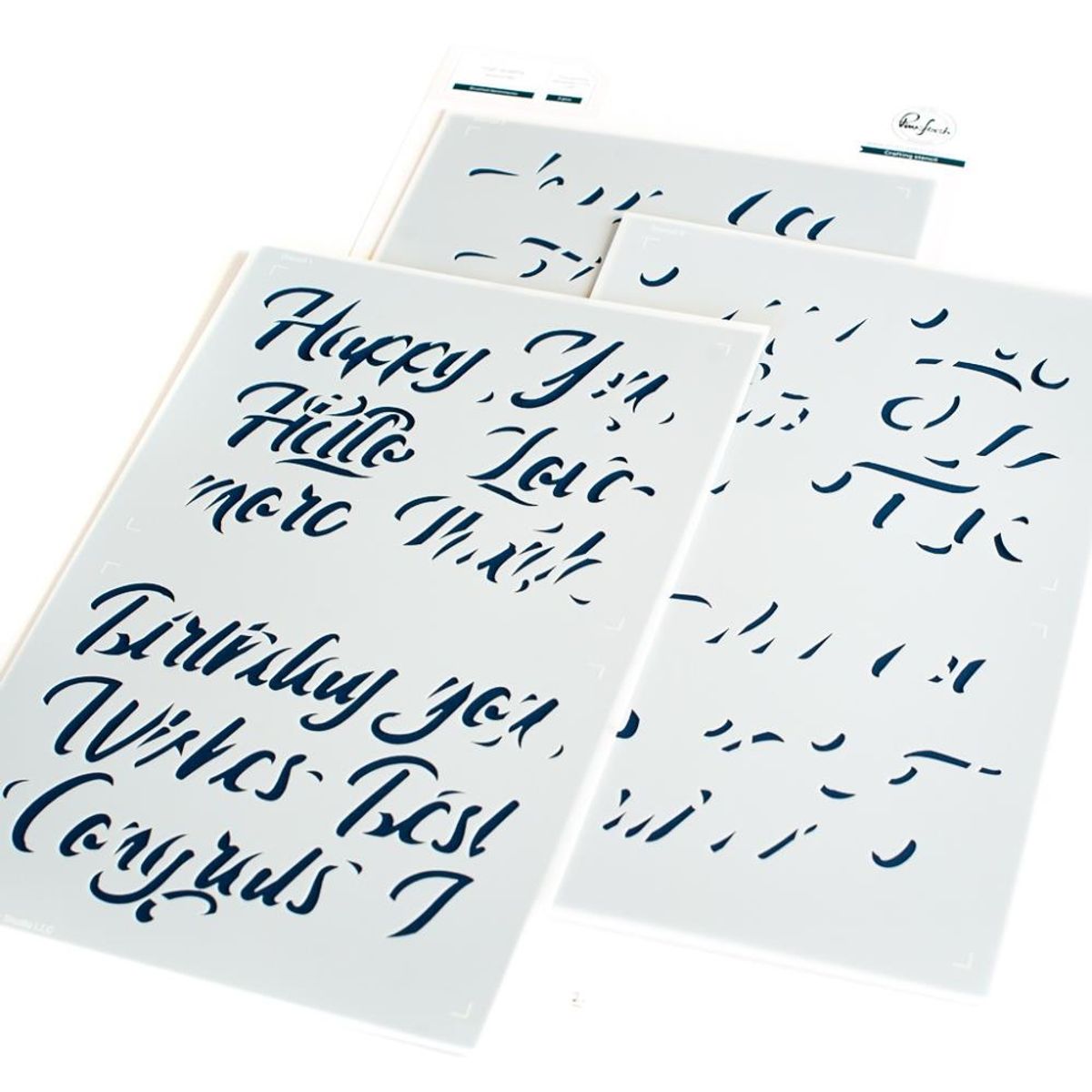 Pinkfresh Studio Brushed Sentiments stencil set