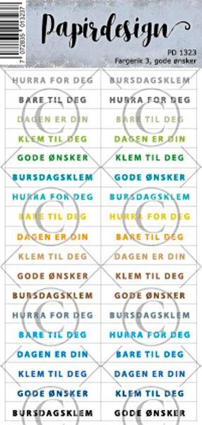 Hovedbilde Papirdesign Fargerik 3, gode ønsker klistremerker