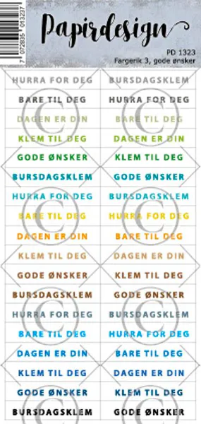 Hovedbilde Papirdesign Fargerik 3, gode ønsker klistremerker
