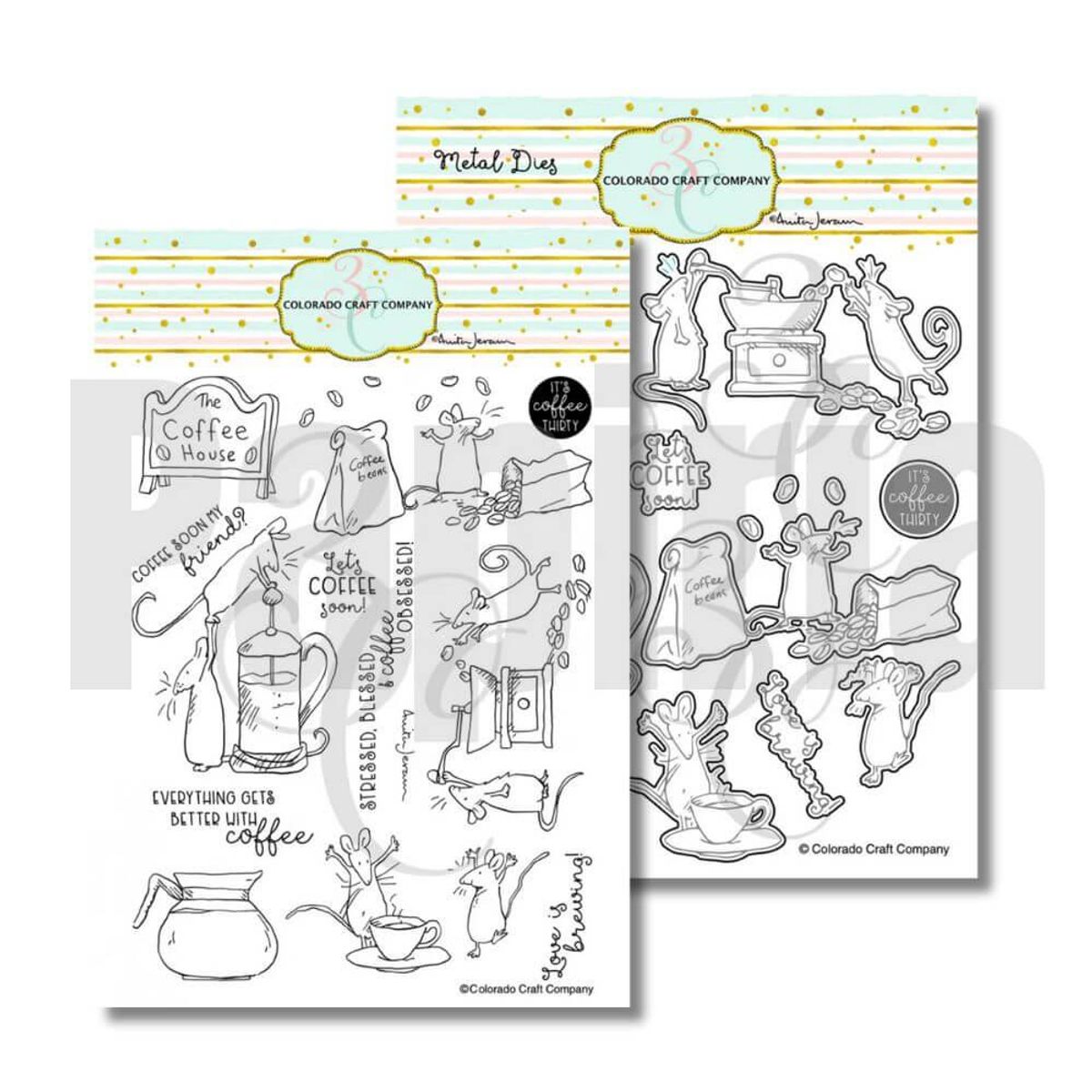 3C/ Anita Jeram Coffee House stamp and die set